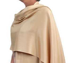 Gouden Pashmina sjaal voor bruiloften, grote elegante bruidswrap, luxe gouden bruiloft Pashmina sjaal, ethisch geproduceerde accessoires