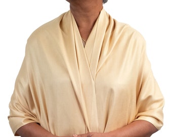 Gold Pashmina Wedding Shawl, Large Viscose Bridal Wrap