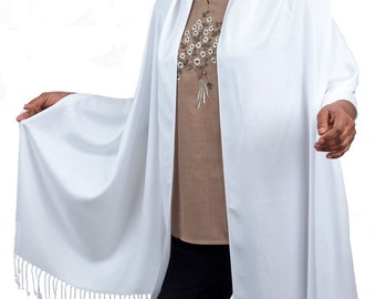 Châle de mariage blanc, écharpe Pashmina, châle de mariée blanc, châle du soir, couverture nuptiale. Les accessoires de mariage parfaits pour vous.