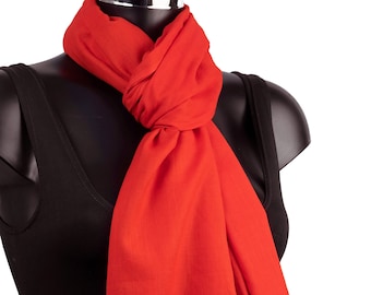 Red Organic Cotton Scarf: Lightweight Pashmina Shawl