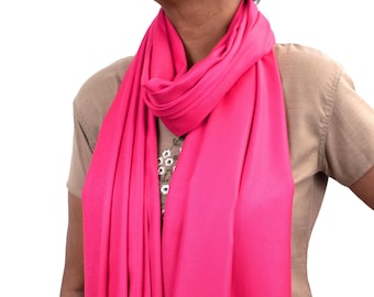 Fuchsia Pashmina Shawl: Viscose Wedding Wrap, Bridesmaids Gift
