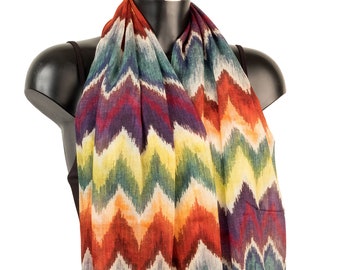 Large Wool Blanket Scarf: Fair Trade Chevron Shawl