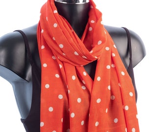 Red with White Dots Fair Trade Polka Dot Scarf