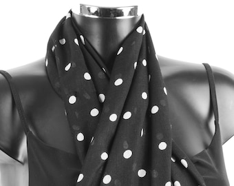 Black and White Fair Trade Polka Dot Scarf