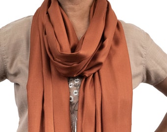 Pañuelo Pashmina Bronce: Chal de boda marrón, venta al por mayor de comercio justo.