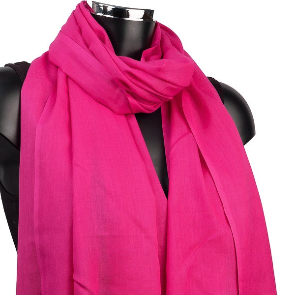 Châle fuchsia, pashmina rose vif, coton biologique, écharpes équitables, vêtements éthiques, écharpe de mariée cerise, cadeau pour petite amie, commerce équitable