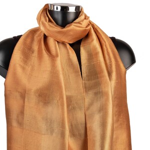 Gold Silk Scarf Raw Silk Handmade Scarf Womens Neck Scarf Fair Trade Clothing, Shiny Scarf, Gift For Wife, Lightweight Scarf, Accessories