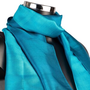 Teal Silk Scarf Peacock Scarf Plain Raw Silk Scarf Scarves and