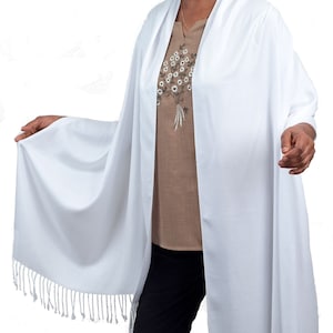 White Wedding Shawl, Pashmina Scarf, White Bridal Shawl, Evening Shawl, Bridal Cover Up. The perfect wedding accessories for you.