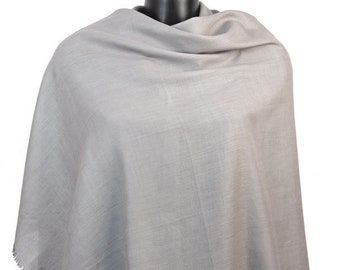 Pashmina gris argenté, châle en coton biologique, enveloppement de mariée argenté, foulards de mariage, foulard en coton uni, accessoires équitables, cadeaux pour femmes