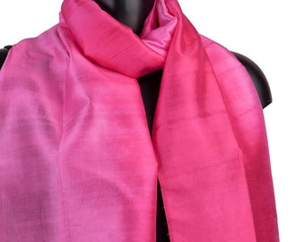 Hot Pink Silk Scarf, Cerise Scarf, Handmade Gift, Plain Raw Silk Scarf, Scarves And Shawls, Sustainable Fashion, Fair Trade Scarves, Fuschia