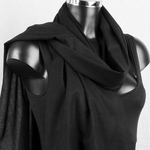 Black Shawl Organic Cotton Scarf, Funeral Shawl Evening Wrap, Large Black Scarf Fairtrade Pashmina, Responsible Fashion Sustainable