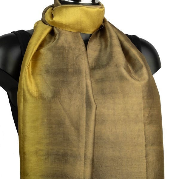 Foulard en soie olive, foulard en or foncé, foulard en soie brute, grossiste, foulard en vieux cou en or, foulards faits à la main, commerce équitable, cadeau pour maman, vêtements formels