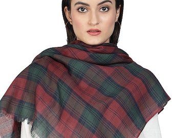 Tartan Pashmina,Burns Night Celebrations Scottish Shawl, Travel Scarf, Gift For Her, Gift For Him, Lyndsey Tartan Design Green Maroon Shawl