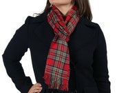 Red and green Royal Stewart tartan scarf pashmina shawl wrap cotton fair trade
