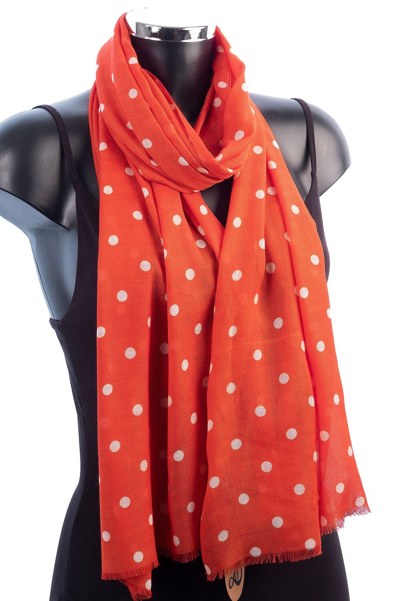 Red with White Dots Fair Trade Polka Dot Scarf