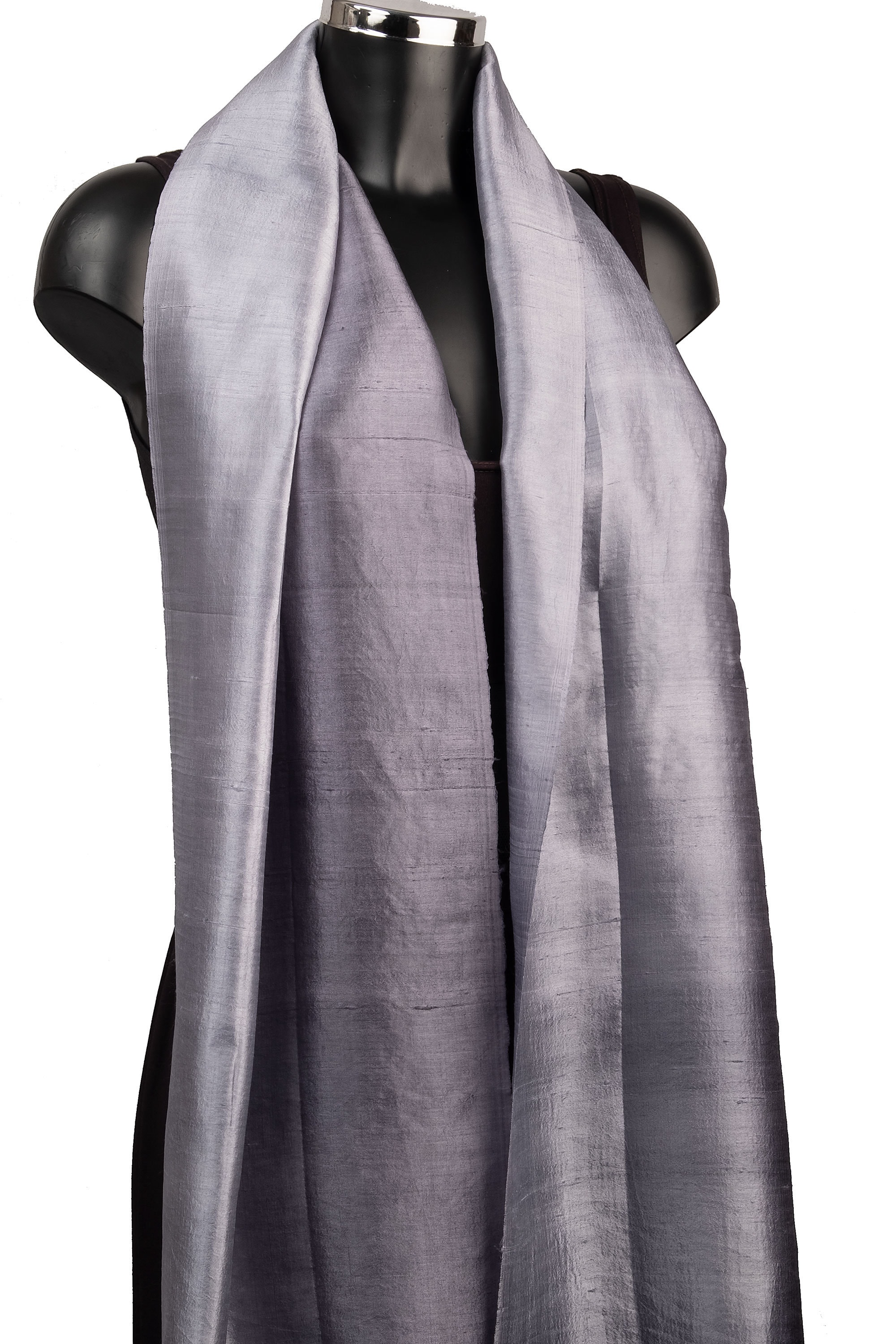 Grey Silk Scarf Silver Scarf Raw Silk Scarves Elegant Gray Etsy
