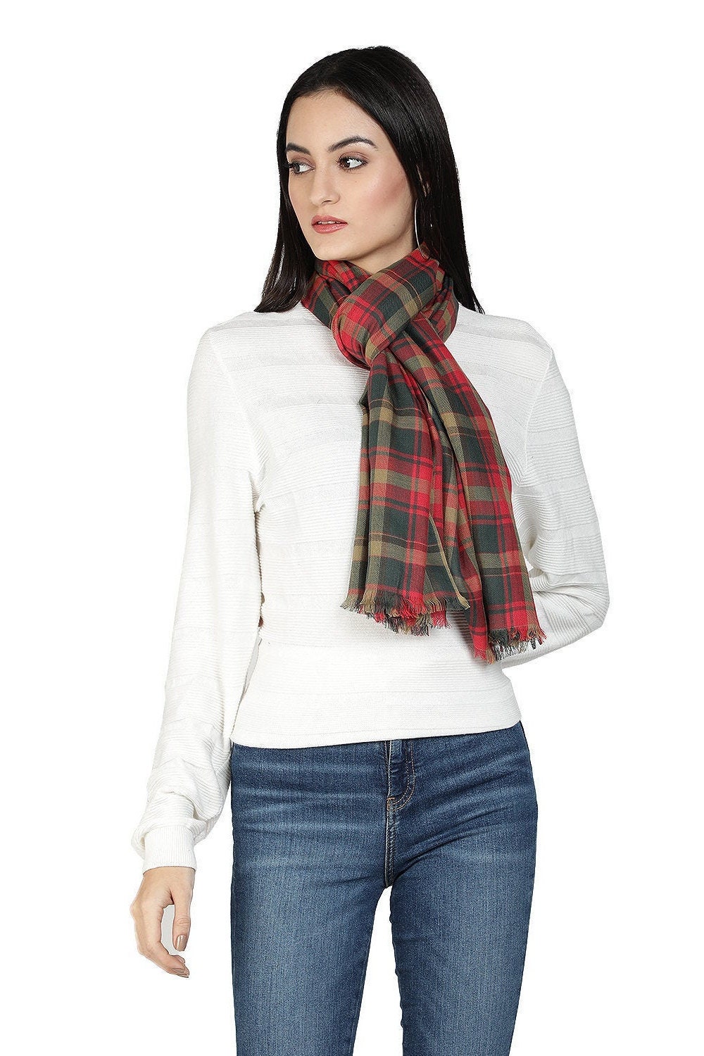 Canadian Tartan Maple Leaf Scarf Plaid Scarf Tartan Gift Wedding Tartan Wrap Cotton Shawl Fair Trade Gift Ladies Large Scarf Scottish Gift