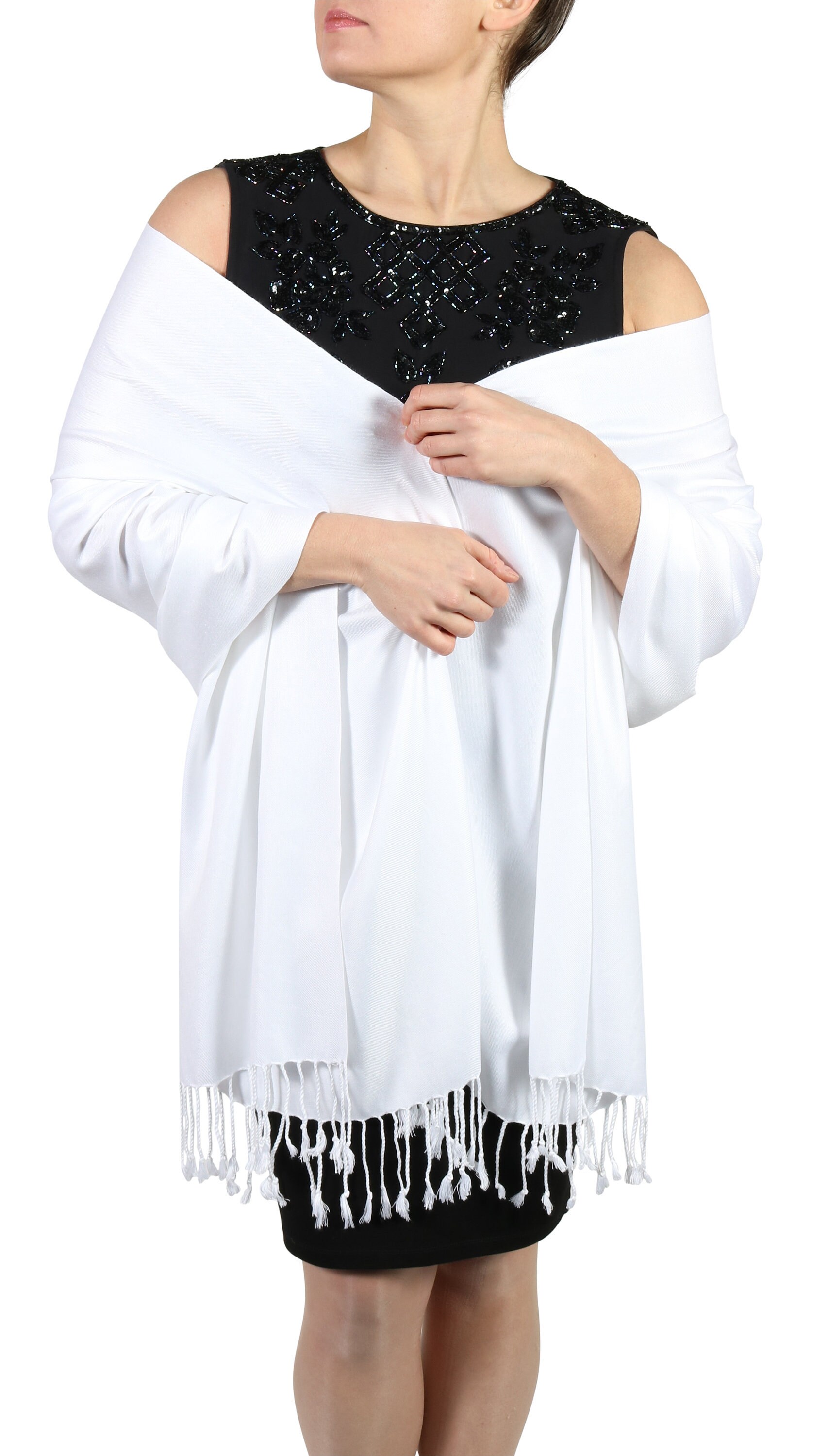 white formal shawl