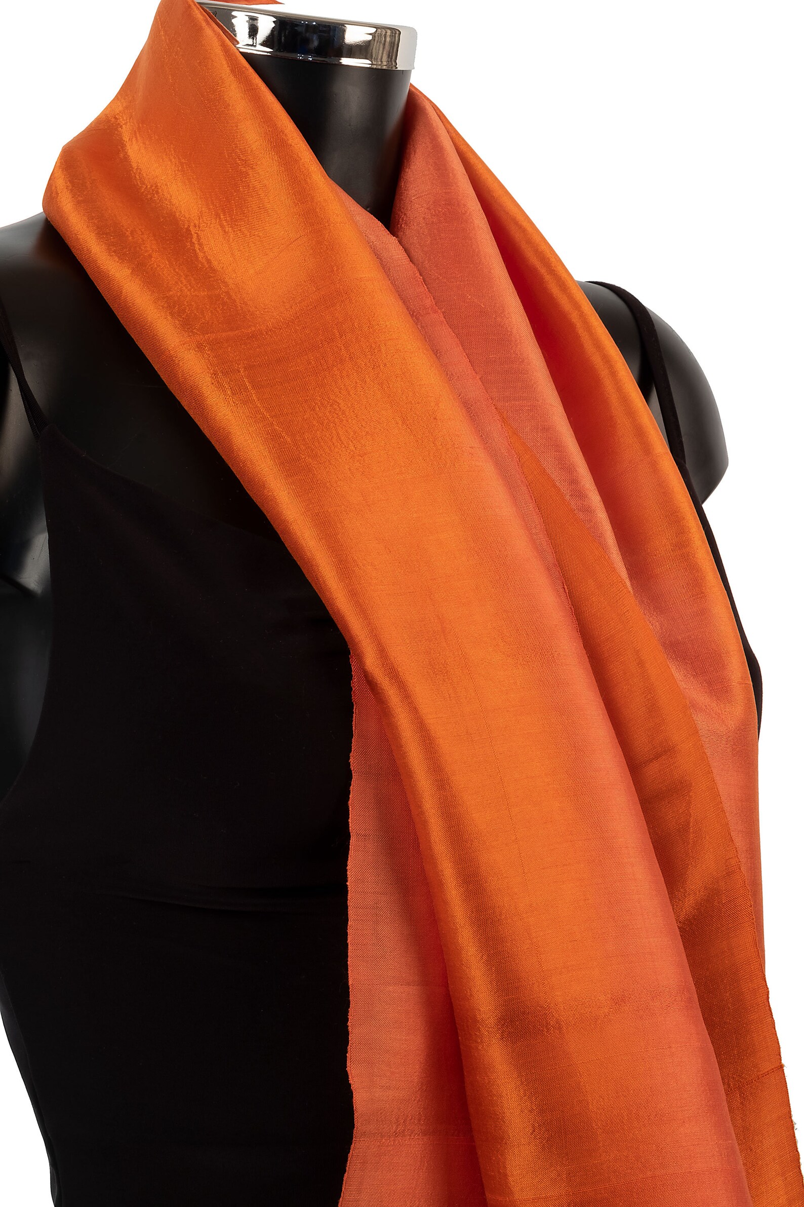 Amber Silk Scarf Burnt Orange Scarf Ochre Raw Silk Scarf Etsy