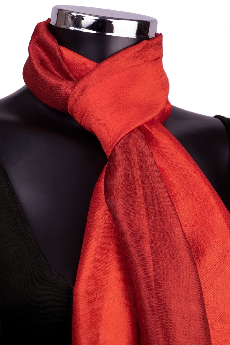 Red Silk Scarf Plain Red Scarf Raw Silk Scarves and Shawls Etsy UK