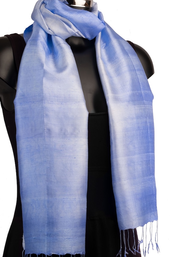 Blue Silk Scarf Light Blue Scarf Womens Scarf Ethical Clothing