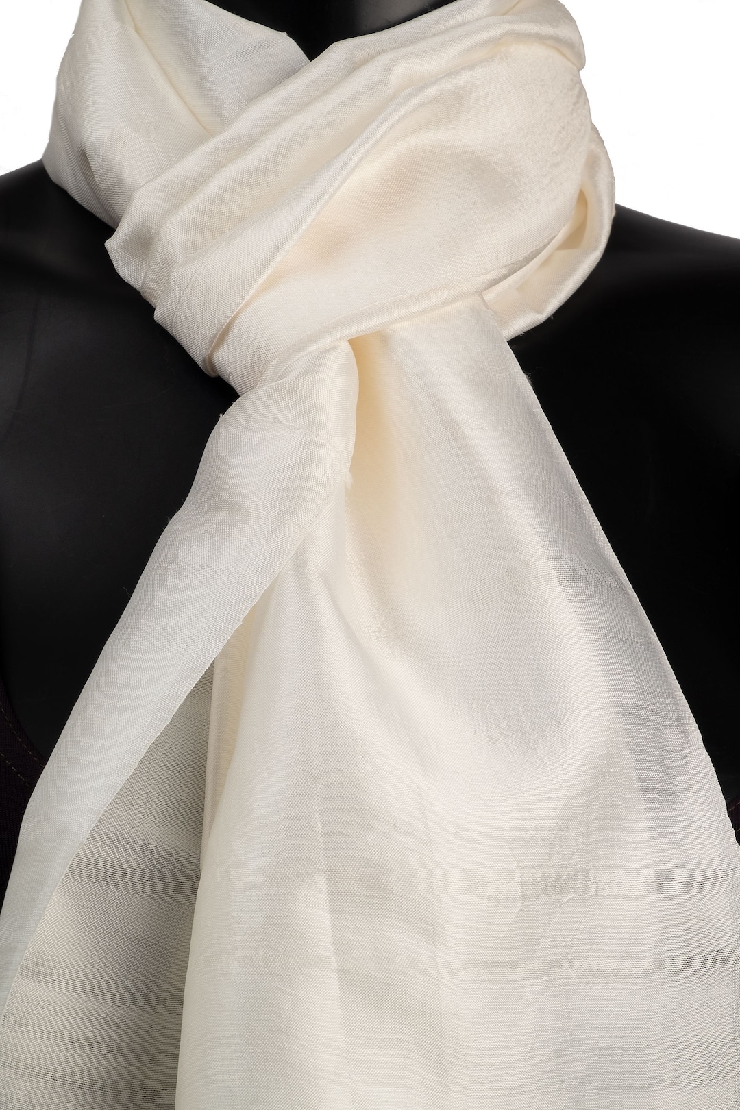 Silk Scarf Cream, Ivory Neck Scarf, Hand Woven Thai Silk