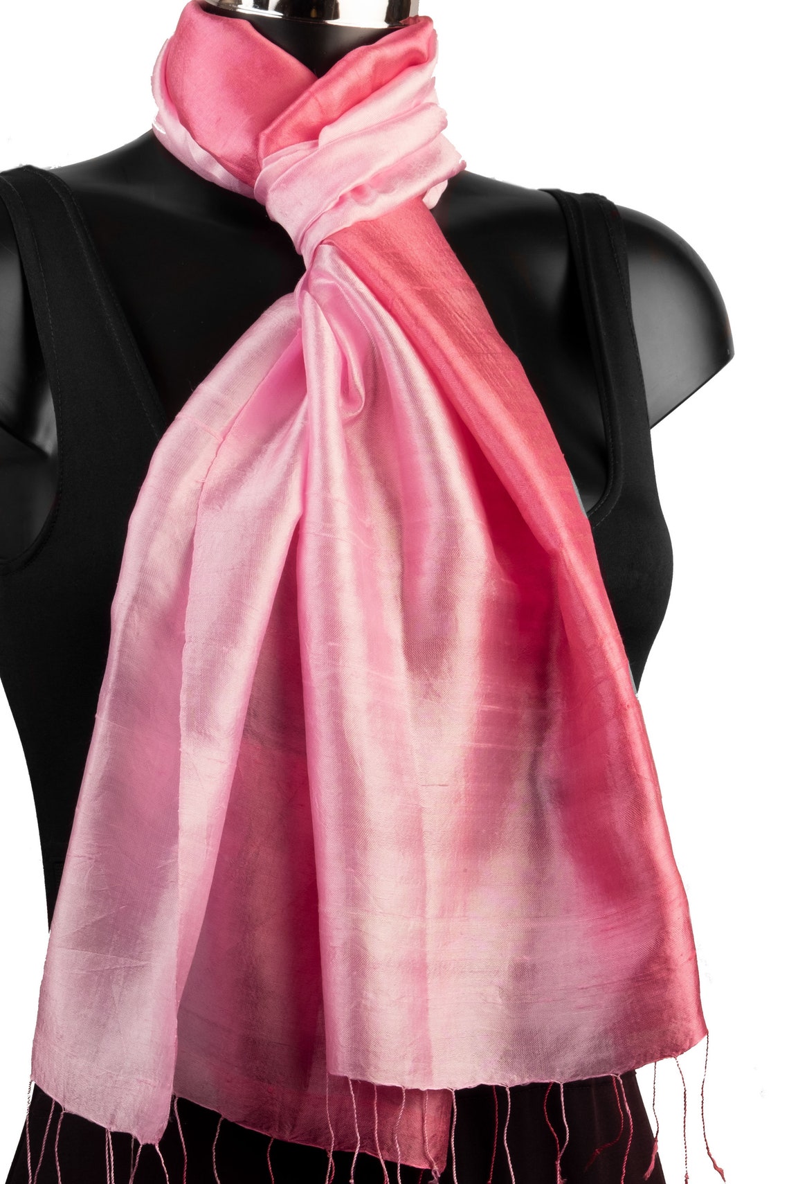 Rose Pink Silk Scarf Handmade Scarf Womens Pink Scarf Etsy