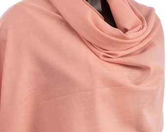 Organic Cotton Scarf in a Pink Apricot Colour, Peach Color Pashmina Wrap, Certified Organic Orange/Pink Cotton Shawl for Summer Wedding