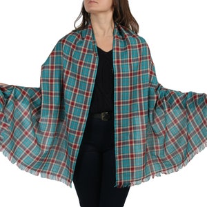 Blue Tartan Burns Night Pashmina Plaid Scarf Tartan Gift Scottish Tartan Wrap Cotton Shawl Sustainable Clothing Fair Trade Unisex Scarf