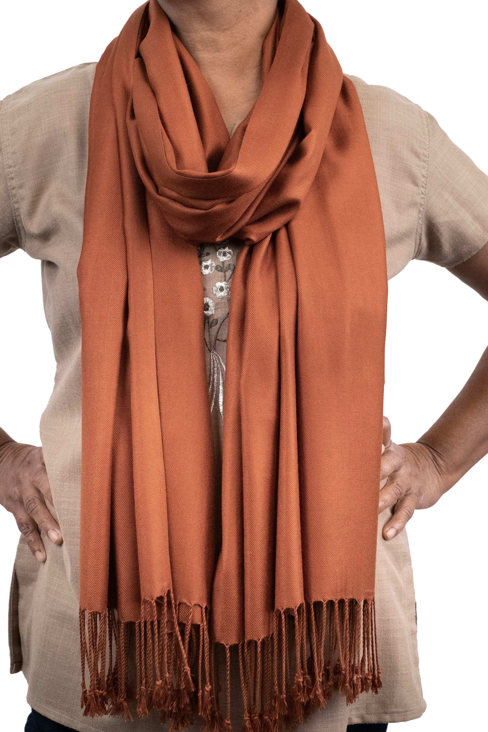 Bronze Pashmina, Brown Wedding Shawl, Brown Pashmina Scarf