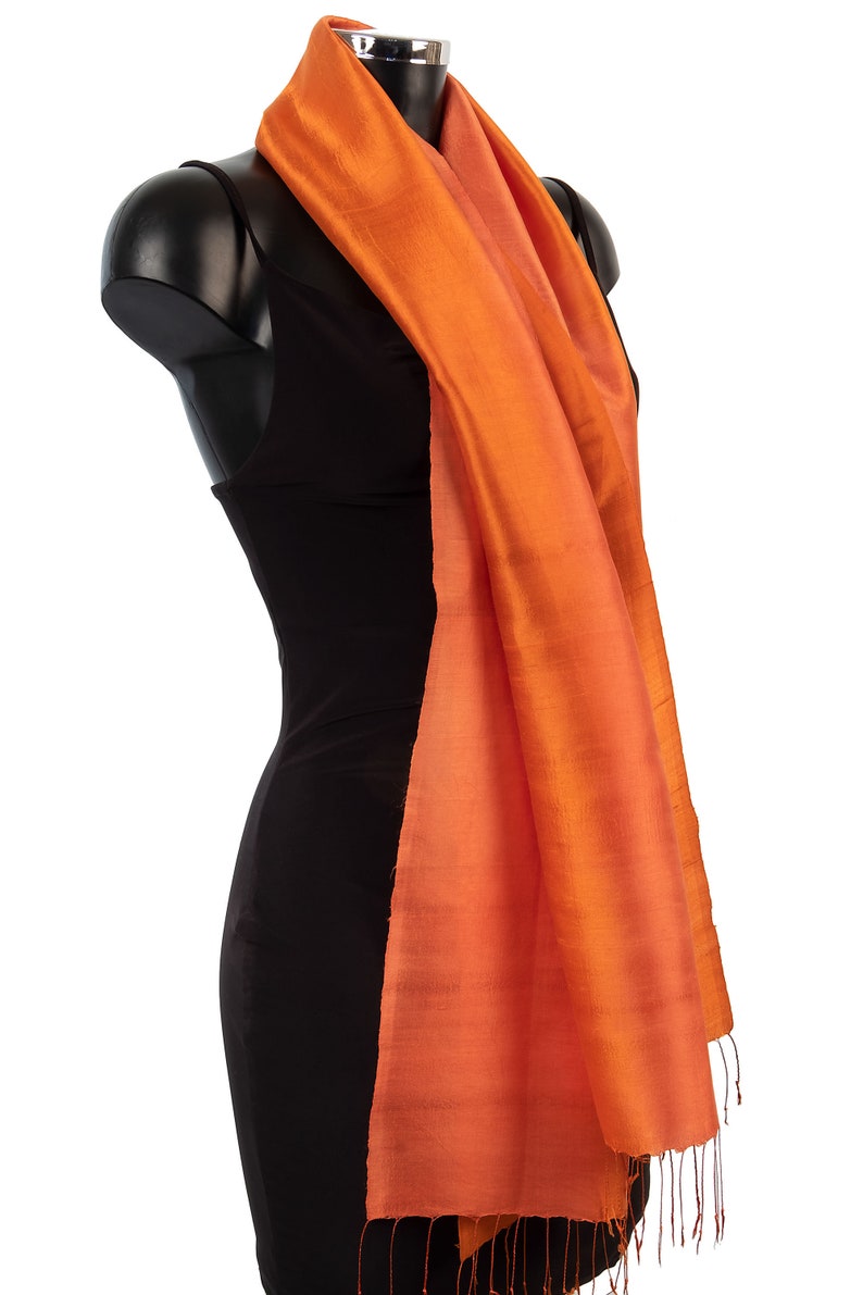 Amber Silk Scarf, Burnt Orange Scarf, Ochre Raw Silk Scarf Wholesaler Women Neck Scarf Handloom Scarves Fair Trade Gift For Mum Smart Scarf image 1