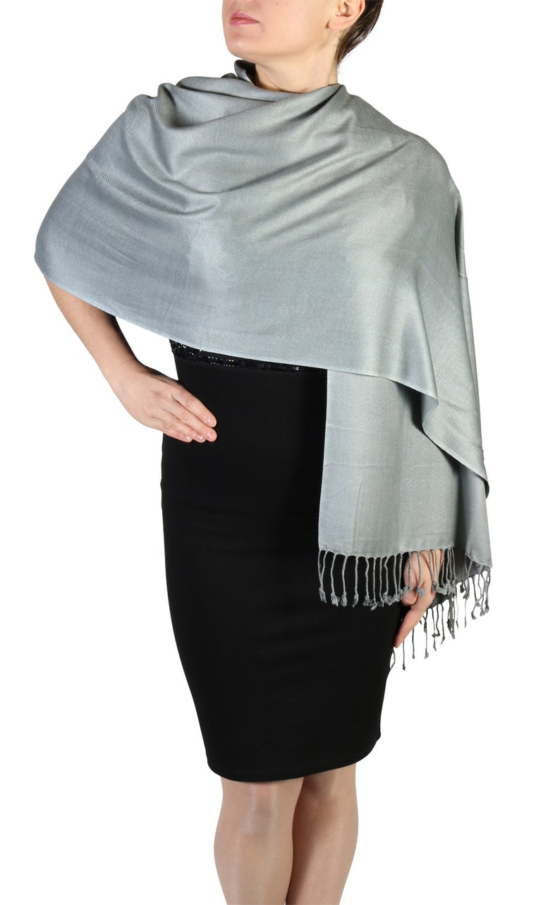 Silver Pashmina Gray Wedding Shawl 