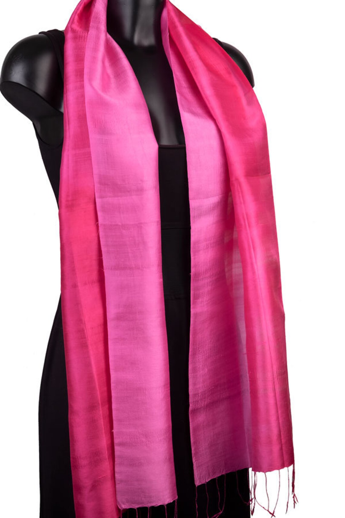 Hot Pink Silk Scarf Cerise Scarf Handmade Gift Plain Raw Etsy