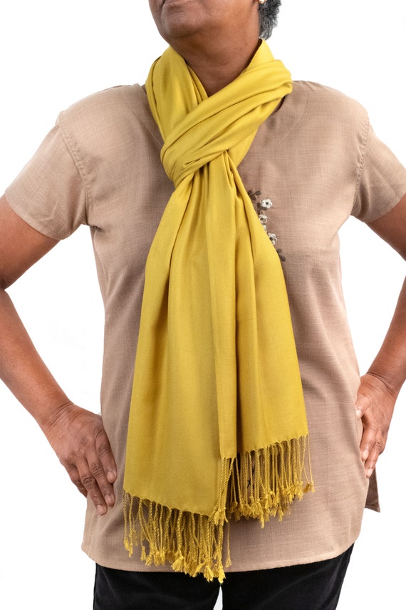 Écharpe Châle 100% Pashmina Jaune - Qualité Premium - Unisexe Femme