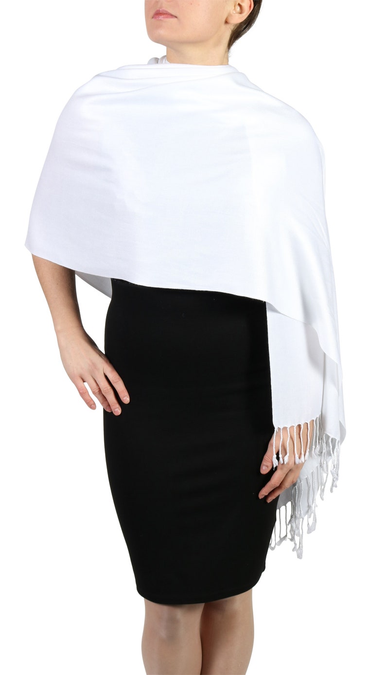 White Pashmina Scarf White Wedding Shawl Evening Wrap Etsy UK