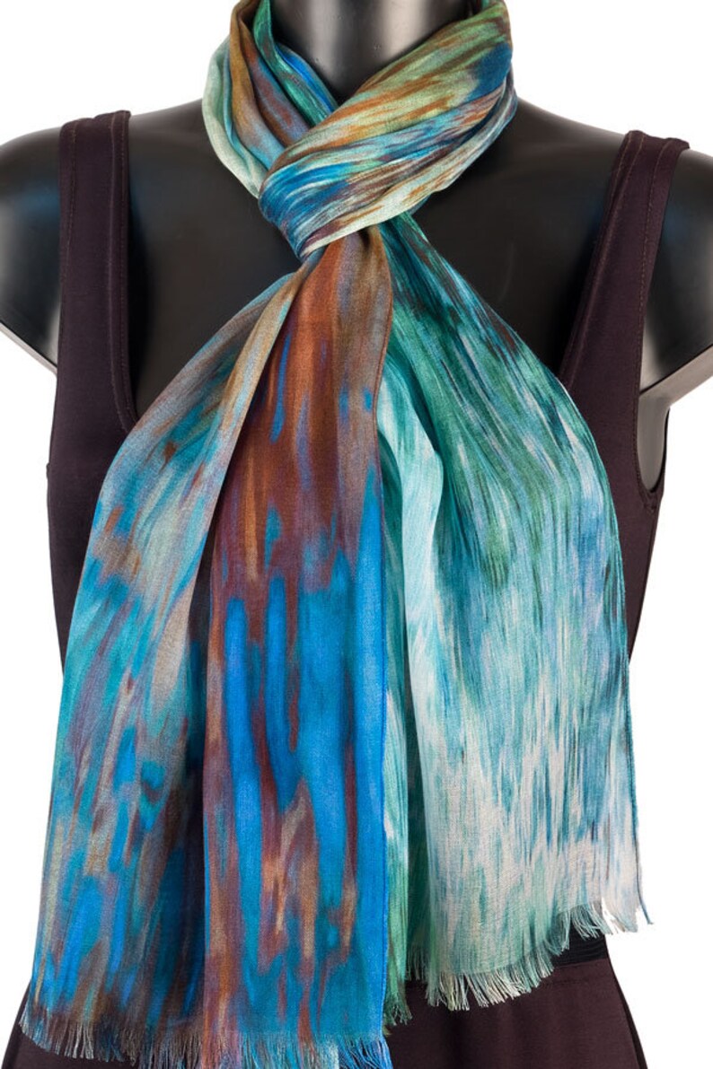 Cashmere Mix Scarf Womens Neck Scarf Teal Pashmina UK York Etsy UK