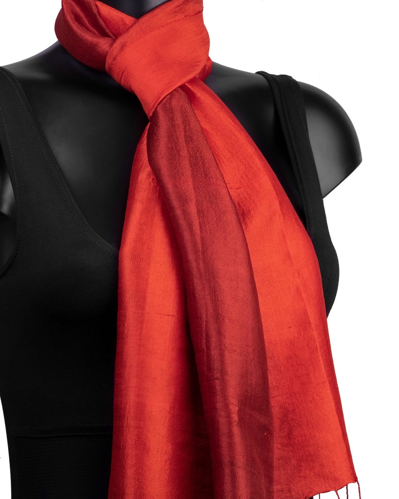 Red Silk Scarf Plain Red Scarf Raw Silk Scarves And Shawls Etsy