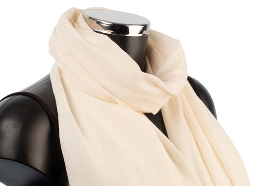 Cream Wedding Shawl Ivory Pashmina Organic Cotton Bridal Wrap