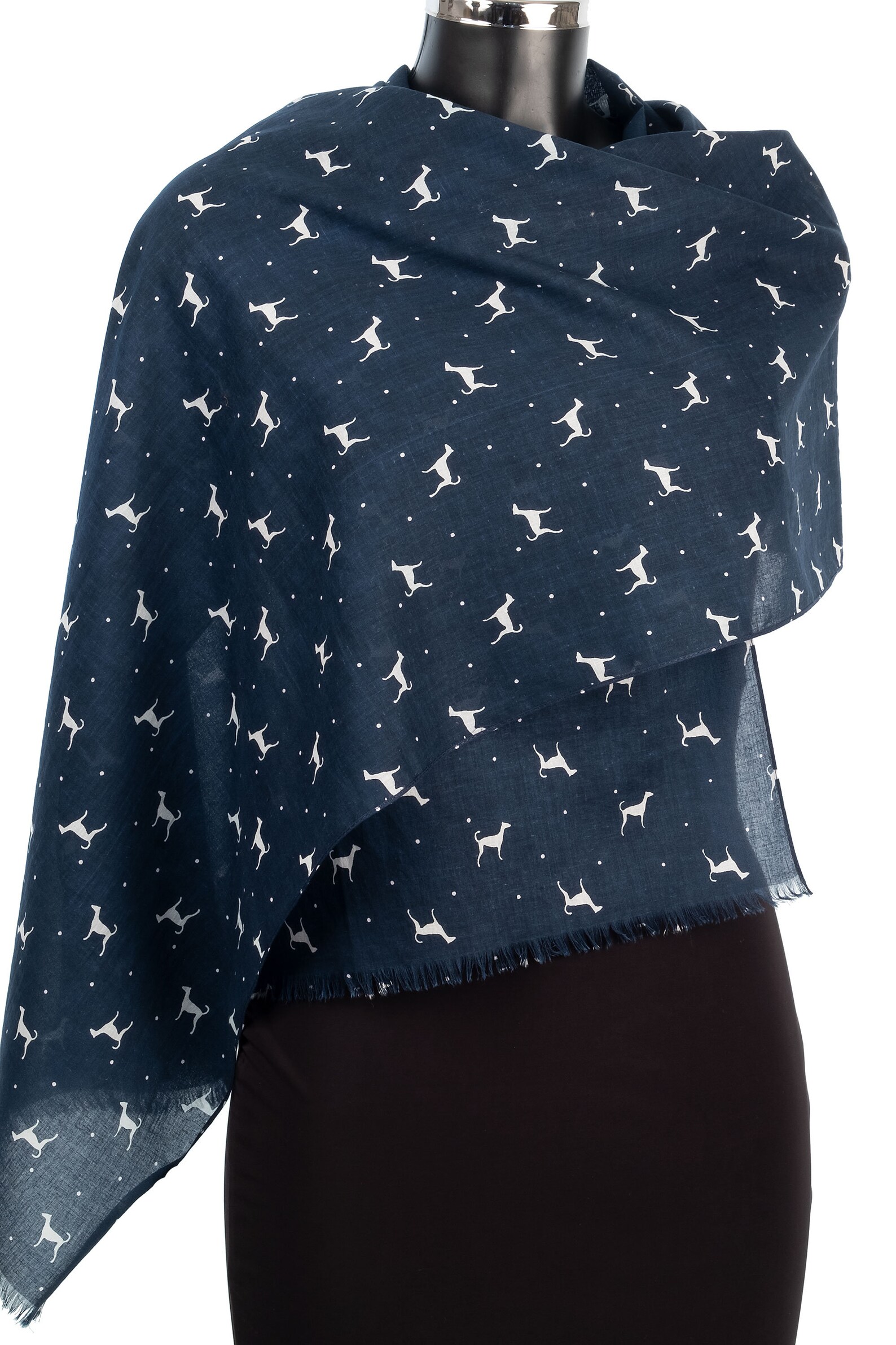 Navy Cotton Scarf Dog Print Scarf Gift for Dog Lover Etsy
