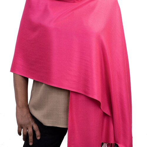 Hot Pink Pashmina Shawl: Fuschia Viscose Scarf, Wedding Wrap