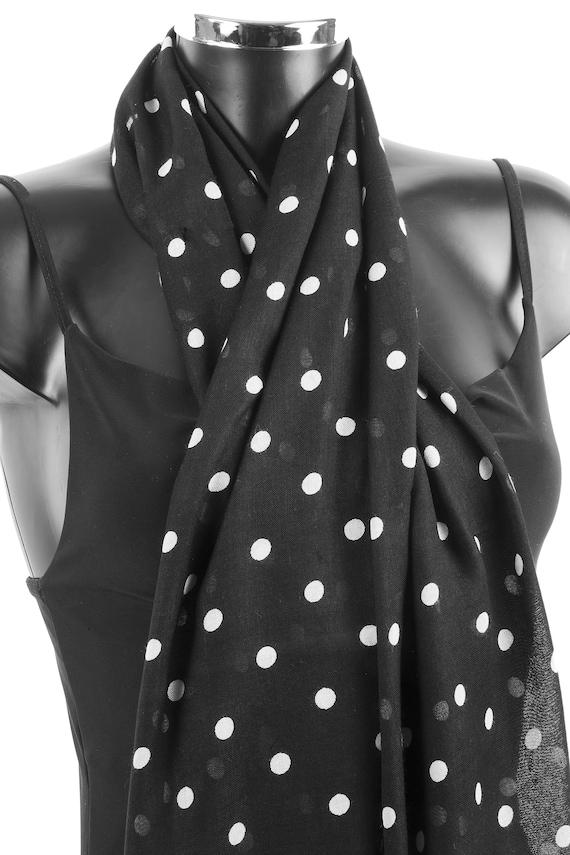 Black and White Fair Trade Polka Dot Scarf - Etsy UK
