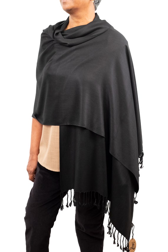 Shawls and Wraps Black Pashmina Evening Shawl Large Black Shawl