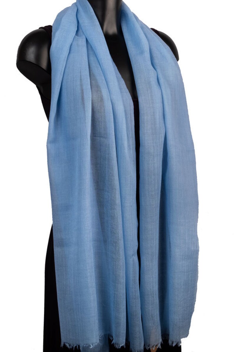 Pure Wool Light Blue Pashmina Scarf Wrap Shawl Fair Trade Etsy
