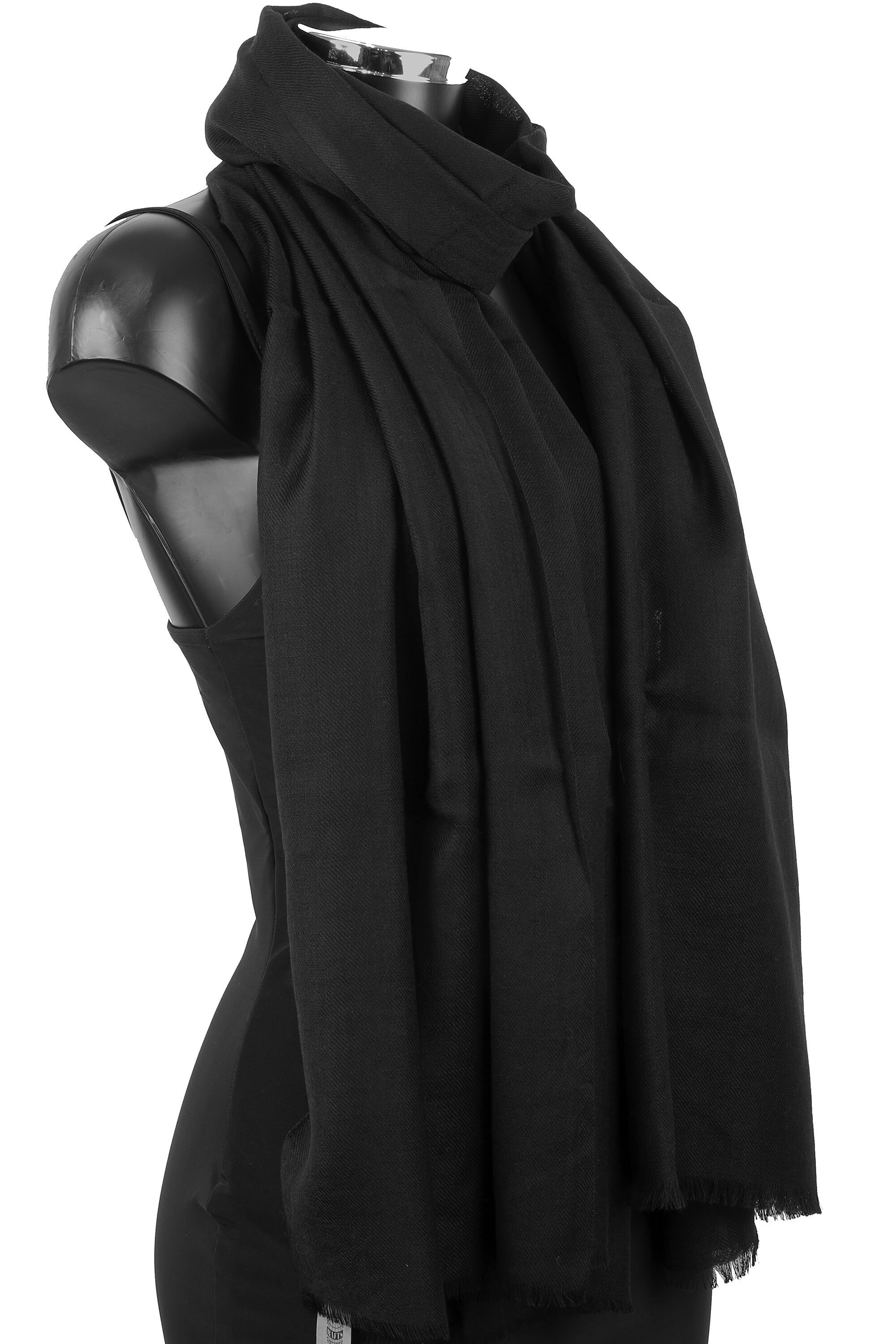 Wool Blanket Shawl Black Pashmina Over Size Scarf Large Etsy