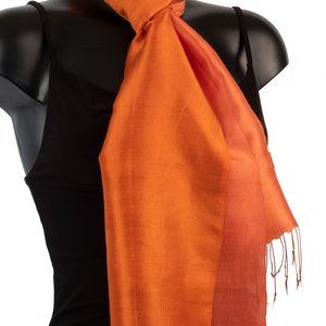 Amber Silk Scarf, Burnt Orange Scarf, Ochre Raw Silk Scarf Wholesaler Women Neck Scarf Handloom Scarves Fair Trade Gift For Mum Smart Scarf image 5