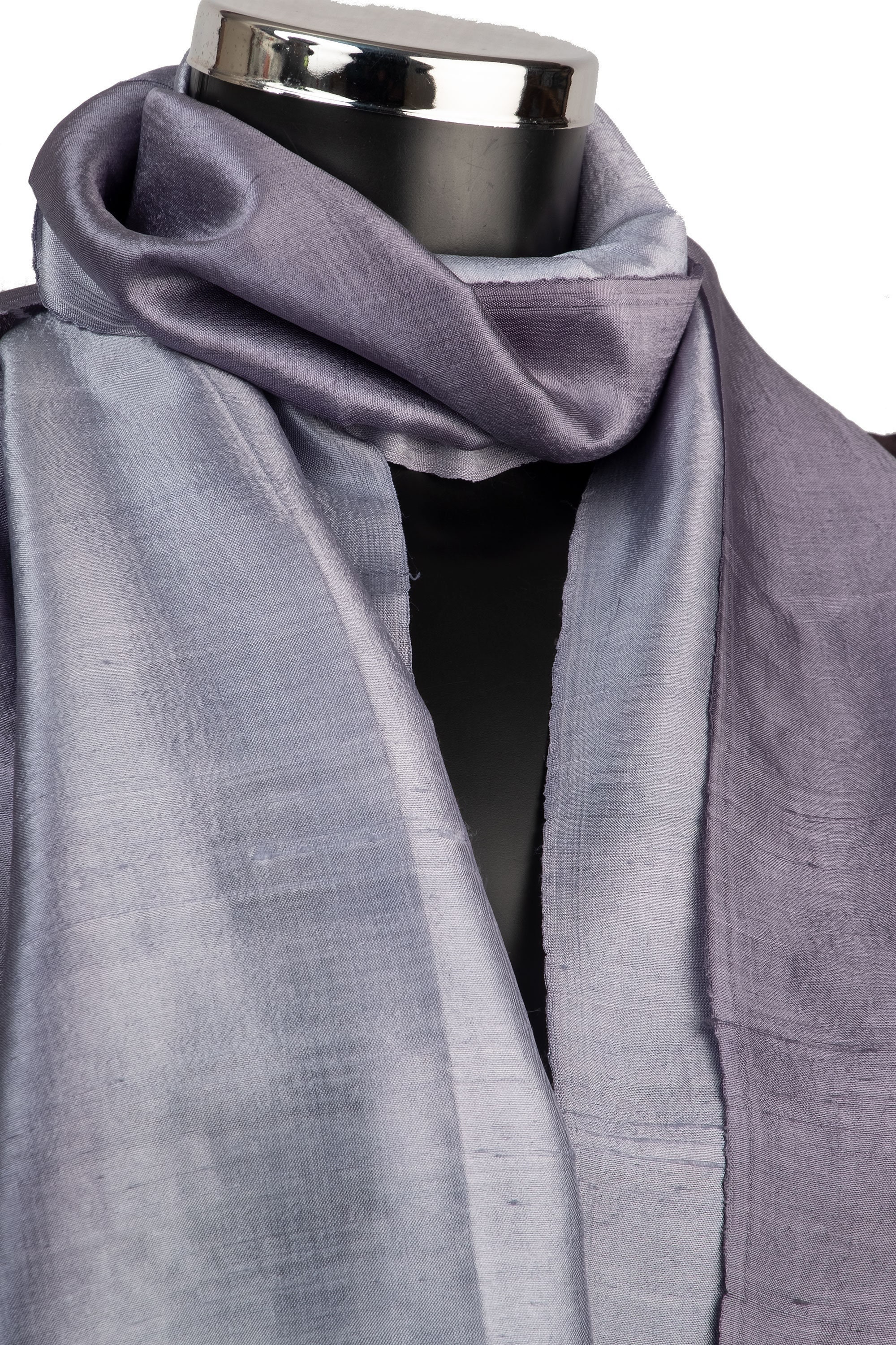 Santino - Wool Backed Silk Scarf - Grey