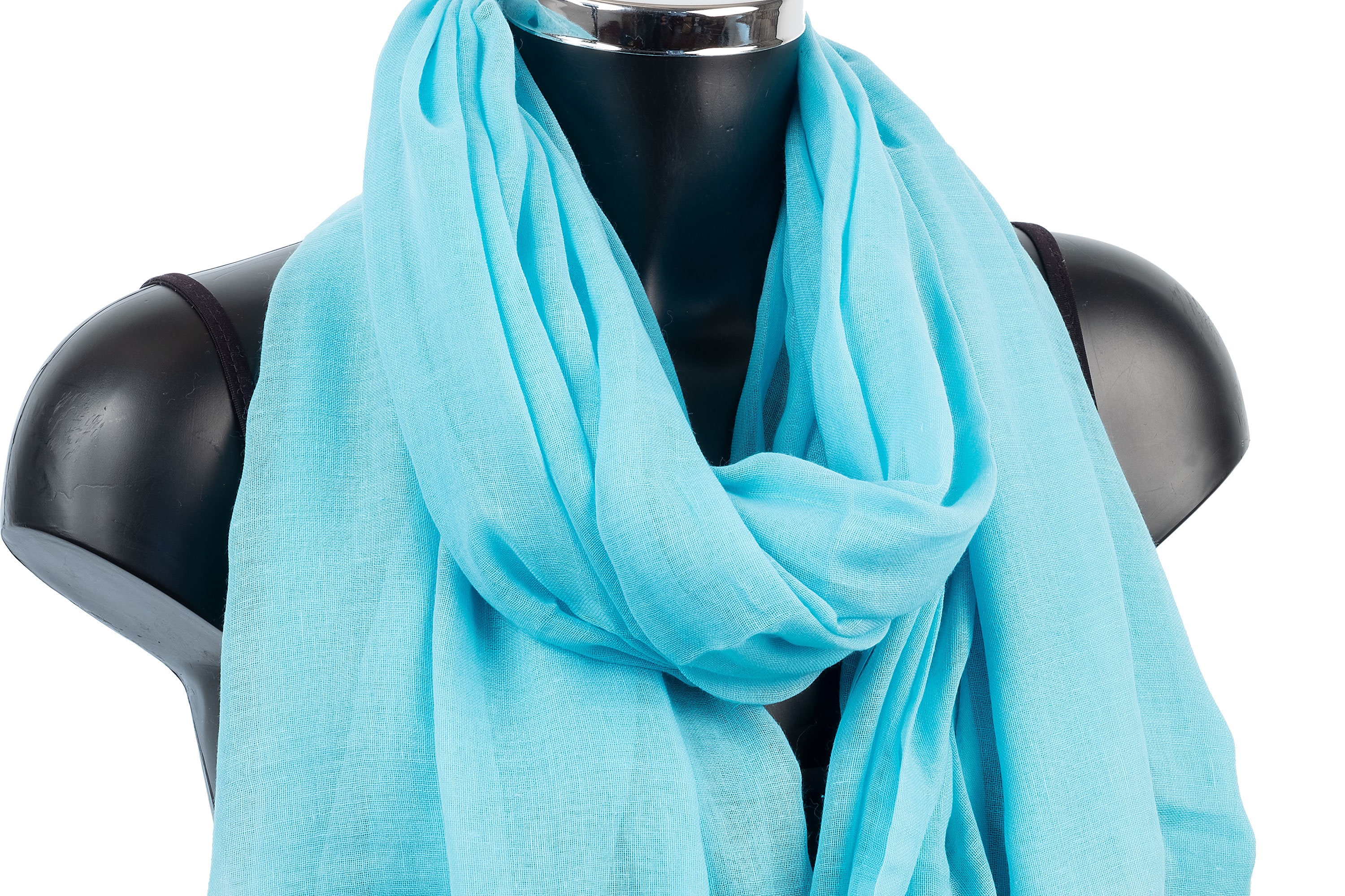Turquoise Blue Lightweight Cotton Pashmina Scarf Shawl Wrap - Etsy