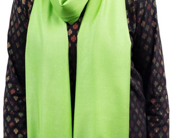 Green Pashmina Scarf With Tassels Lime Bridal Shawl Wedding