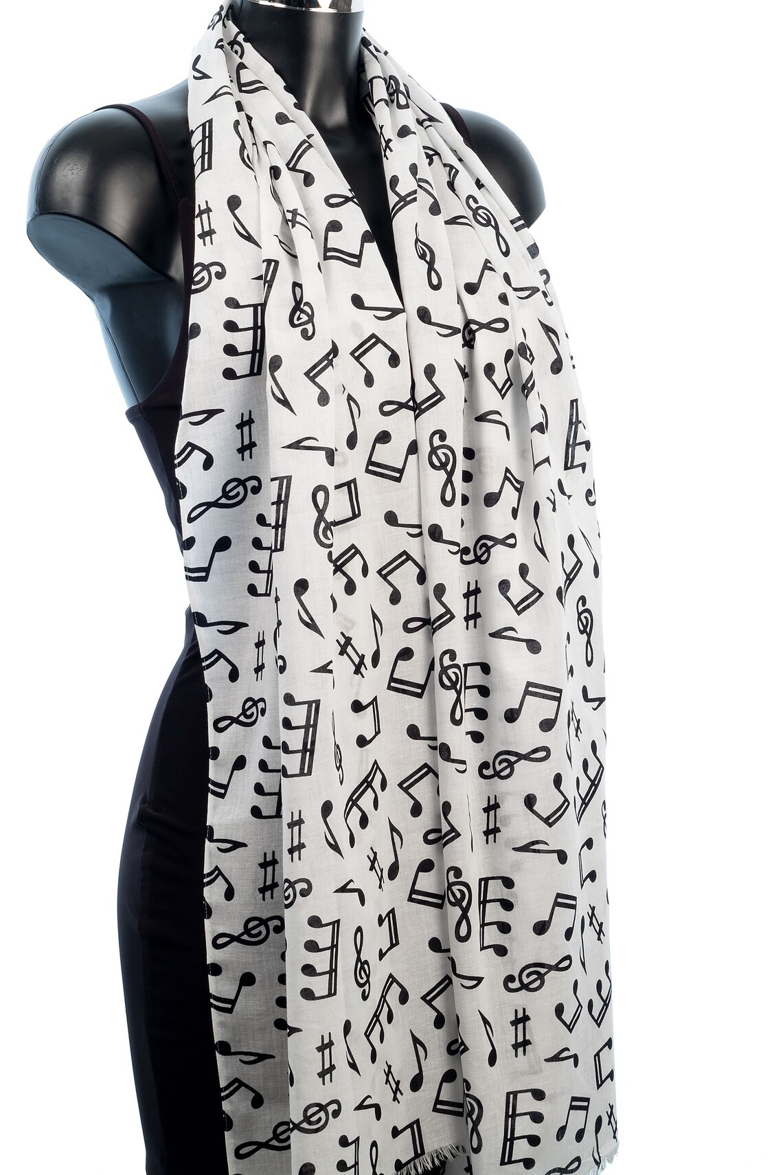 Music Notes Scarf In Black And White - Foto 7